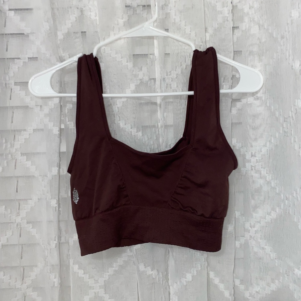 Free People Brown Good Karma Square-Neck Bra